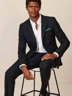 Blazers En Business-Jasjes|Pakken|Next - Strakke Pasvorm - Kostuum met textuur: colbert Zwart