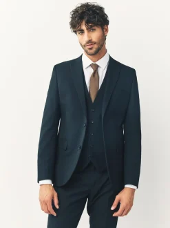 Blazers En Business-Jasjes|Pakken*Next - Strakke Pasvorm - Kostuum met twee knopen: colbert Zwart