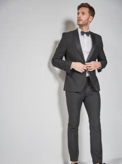 Smokings En Feestkleding|Blazers En Business-Jasjes|Next Zwart - Strakke Pasvorm - Smoking: colbert