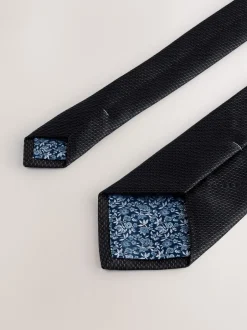 Stropdassen En Pochets*Next Zwart - Stropdas met textuur en dasspeld