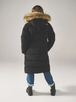 Jassen, Jacks En Kinderwagenpakjes|Schoolkleding*Superdry - - Everest lange gewatteerde jas Zwart