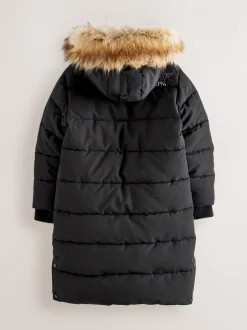 Jassen, Jacks En Kinderwagenpakjes|Schoolkleding*Superdry - - Everest lange gewatteerde jas Zwart