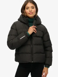 Jassen En Jacks*Superdry Zwart - - Gewatteerd sportjack met capuchon