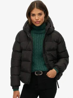 Jassen En Jacks*Superdry Zwart - - Gewatteerd sportjack met capuchon