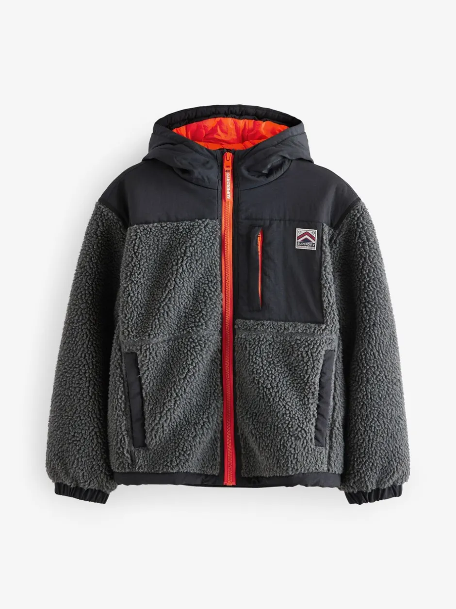 Jassen, Jacks En Kinderwagenpakjes|Schoolkleding|Superdry Zwart - - Jack met rits en borgvoering
