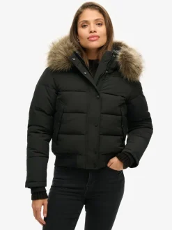 Jassen En Jacks*Superdry Zwart - Everest bomberjack met capuchon