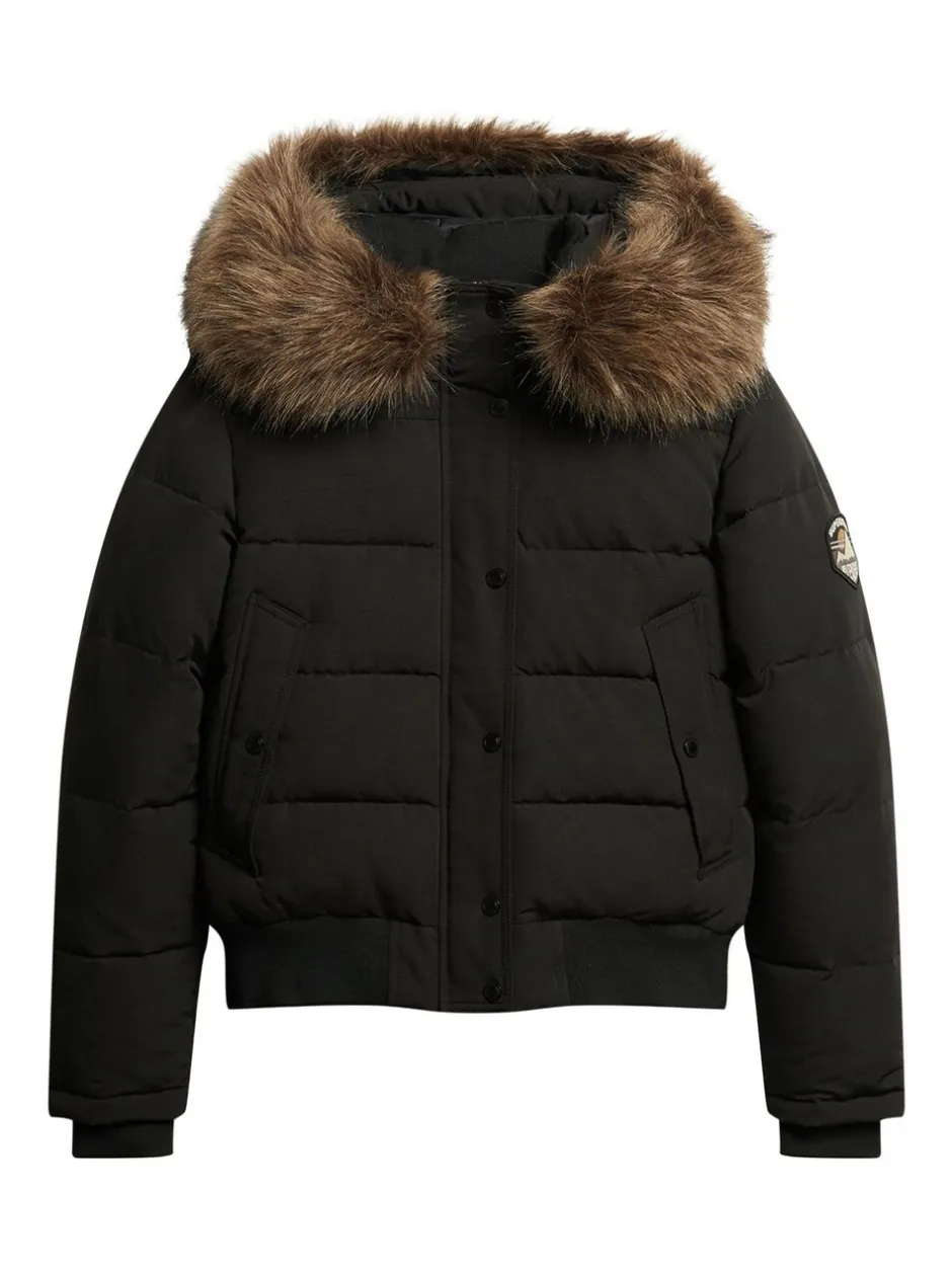 Jassen En Jacks*Superdry Zwart - Everest bomberjack met capuchon