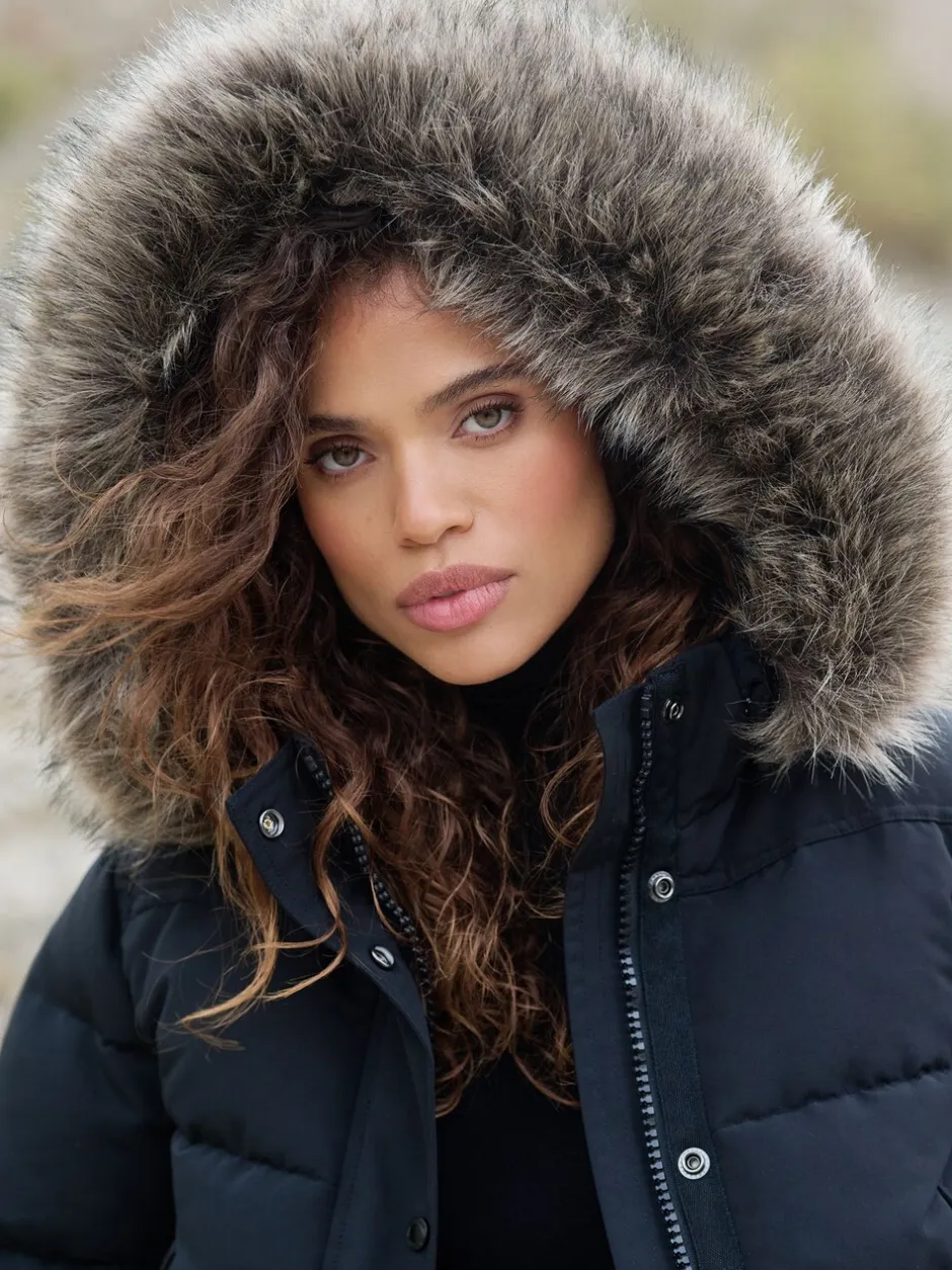 Jassen En Jacks*Superdry Zwart - Everest bomberjack met capuchon