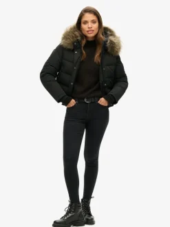 Jassen En Jacks*Superdry Zwart - Everest bomberjack met capuchon