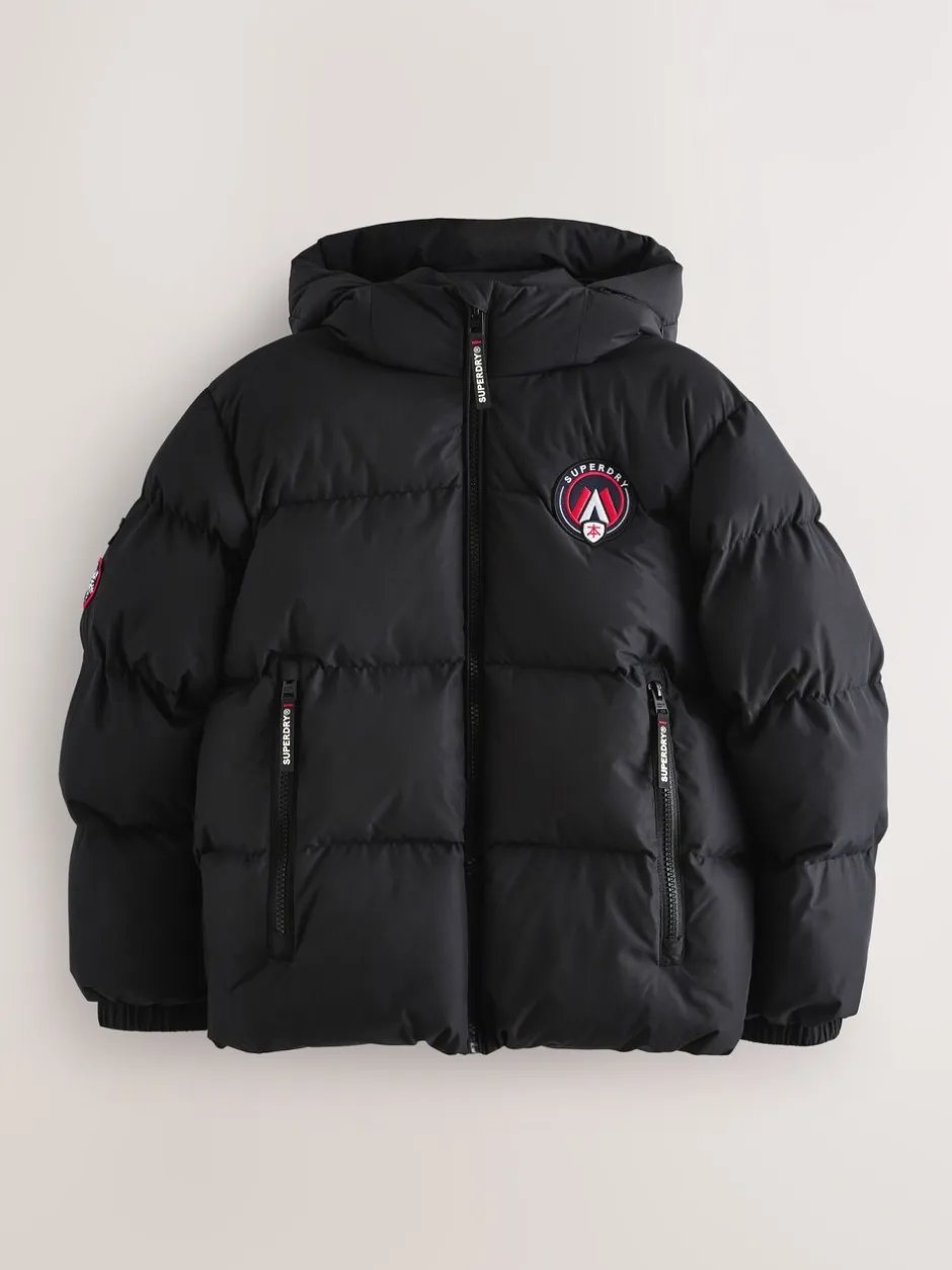Jassen, Jacks En Kinderwagenpakjes|Schoolkleding|Superdry - Sports pufferjas Zwart
