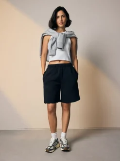 Shorts|Next Zwart - Supersoft Peached Essentials Mid Length Jersey Jort Shorts