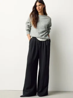 Broeken*Next - Superwide Pleated Trousers Zwart