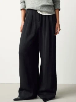 Broeken*Next - Superwide Pleated Trousers Zwart