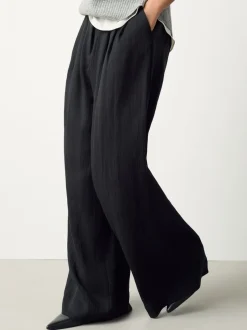 Broeken*Next - Superwide Pleated Trousers Zwart