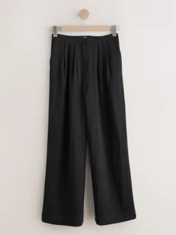 Broeken*Next - Superwide Pleated Trousers Zwart