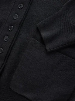 Gebreide Kleding|Next Zwart - Superzacht V-hals vest met zakken