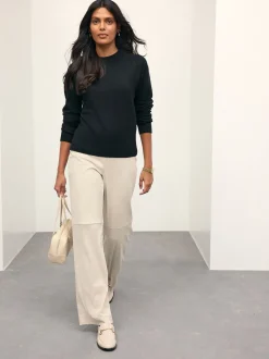 Gebreide Kleding|Next Zwart - Superzachte trui met ronde hals en lange mouwen