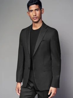 Pakken*Next - Tailored fit - Colbert van wolmix met textuur Zwart