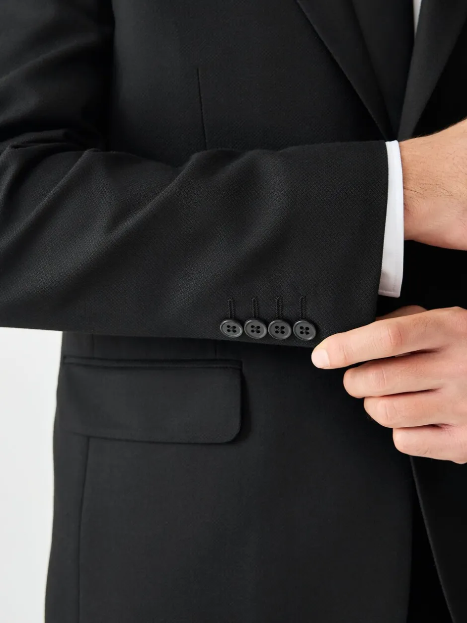 Blazers En Business-Jasjes|Pakken|Next - Tailored fit - Kostuum met textuur: colbert Zwart