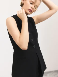 Kostuums En Werkkleding*Next Zwart - Tailored Waistcoat With Wool