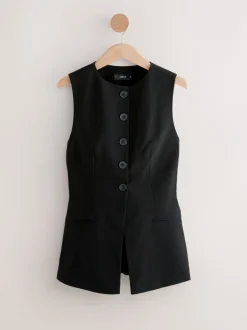 Kostuums En Werkkleding*Next Zwart - Tailored Waistcoat With Wool