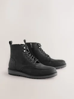 Boots|Next - Tall Leather Apron Toe Boots Zwart