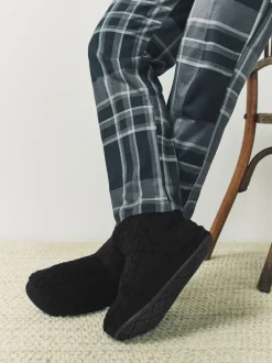 Pantoffels|Next - Textured Fleece Boot Slippers Zwart