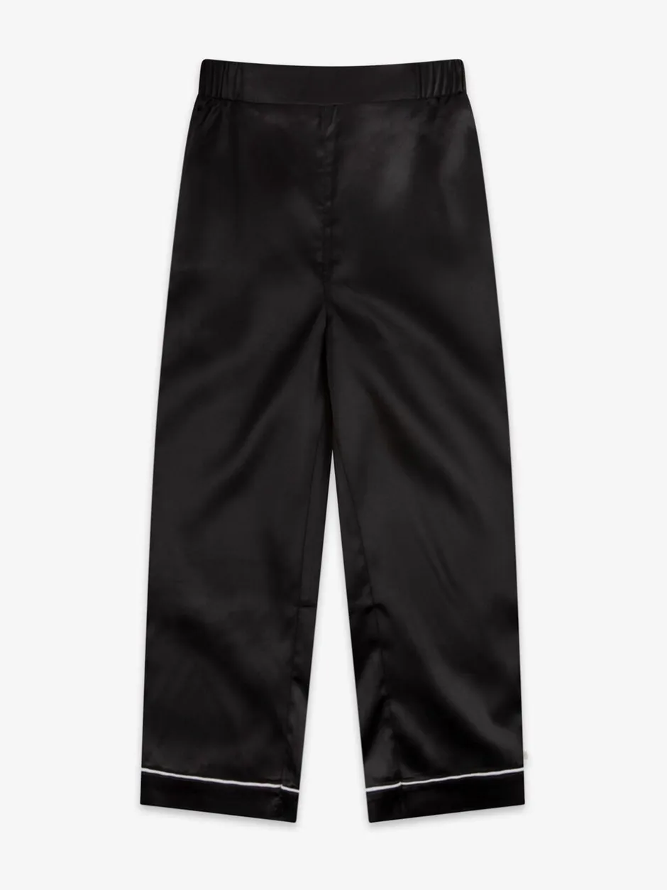 Nachtkleding En Pyjama's|Pyjama's|The Little Tailor - Satijnen Kinder Kerstmis Pyjama's met Knoopsluiting Zwart