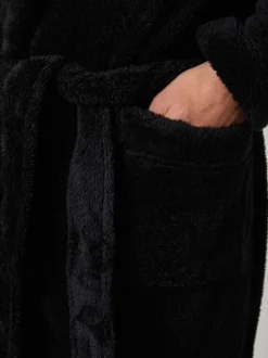 Kamerjassen En Badjassen|Threadbare - - Behaaglijke kamerjas met capuchon Zwart