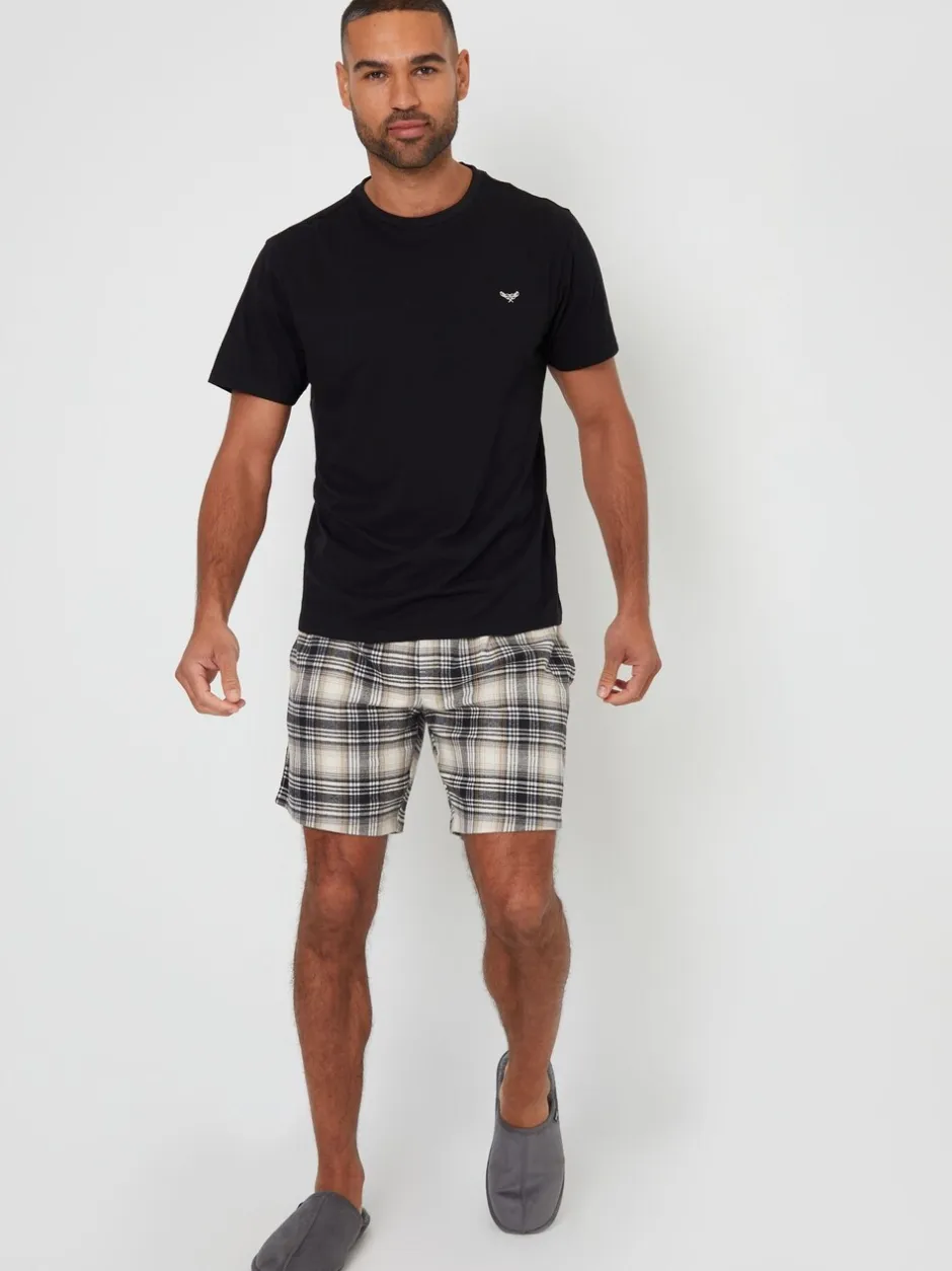Pyjama's*Threadbare Zwart - - Geruite pyjamaset met short