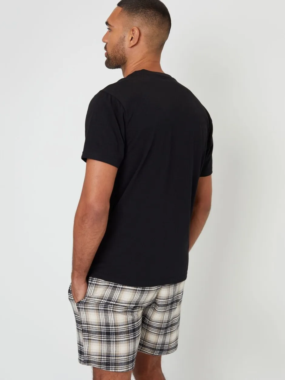 Pyjama's*Threadbare Zwart - - Geruite pyjamaset met short