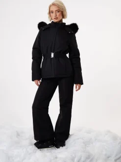 Jassen En Jacks|Threadbare - - Gewatteerde ski-jas met riem Zwart
