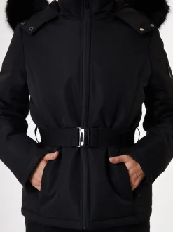 Jassen En Jacks|Threadbare - - Gewatteerde ski-jas met riem Zwart