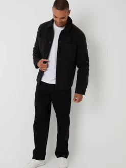 Blazers En Business-Jasjes*Threadbare - - Gewatteerd shacket met knopen van imitatie wol Zwart