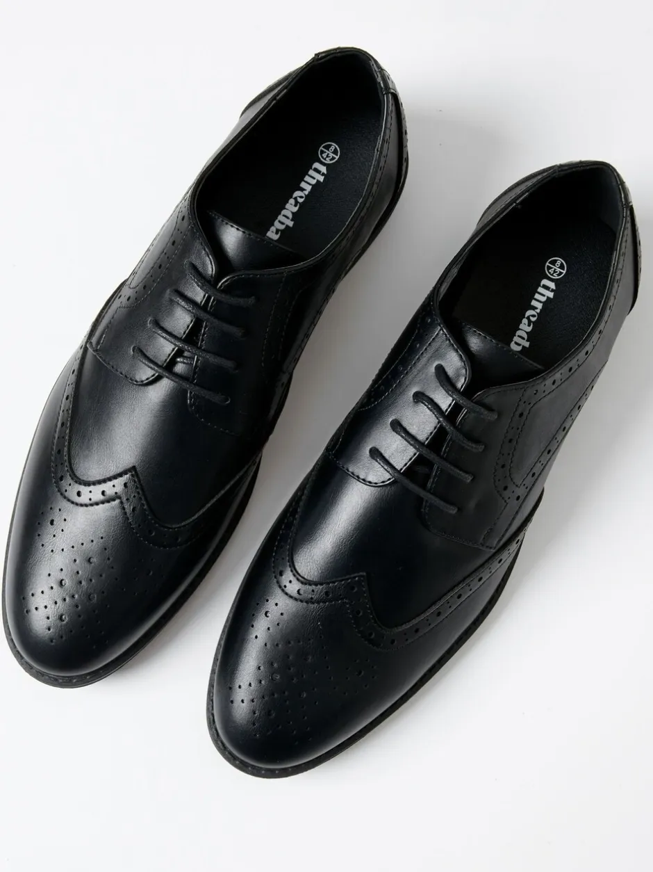 Formele Schoenen|Threadbare - - Imitatieleren brogues Zwart