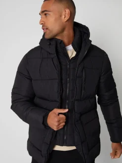 Jassen En Jacks*Threadbare - - Regenbestendig dubbellaags gewatteerd jack Zwart
