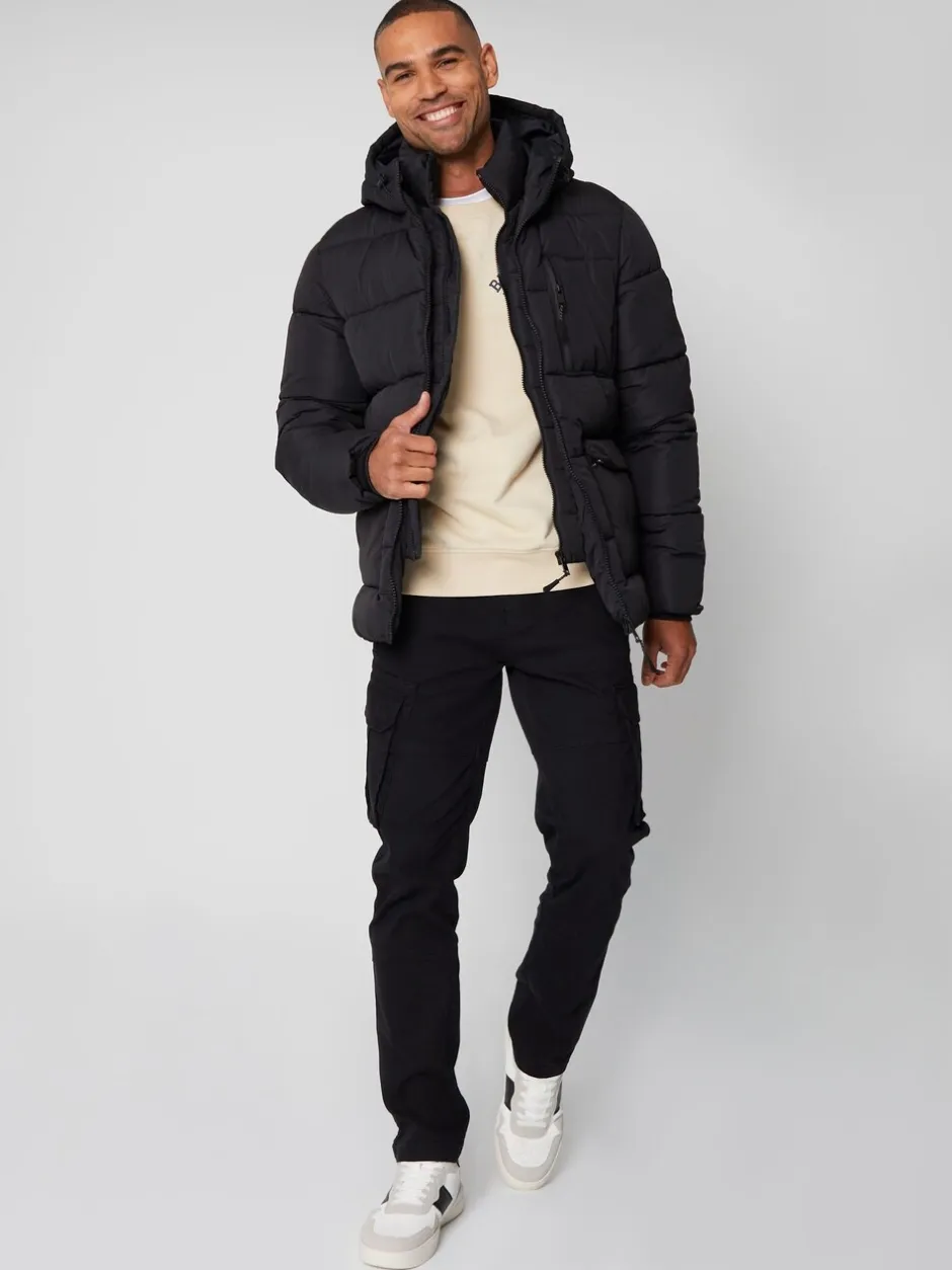 Jassen En Jacks*Threadbare - - Regenbestendig dubbellaags gewatteerd jack Zwart