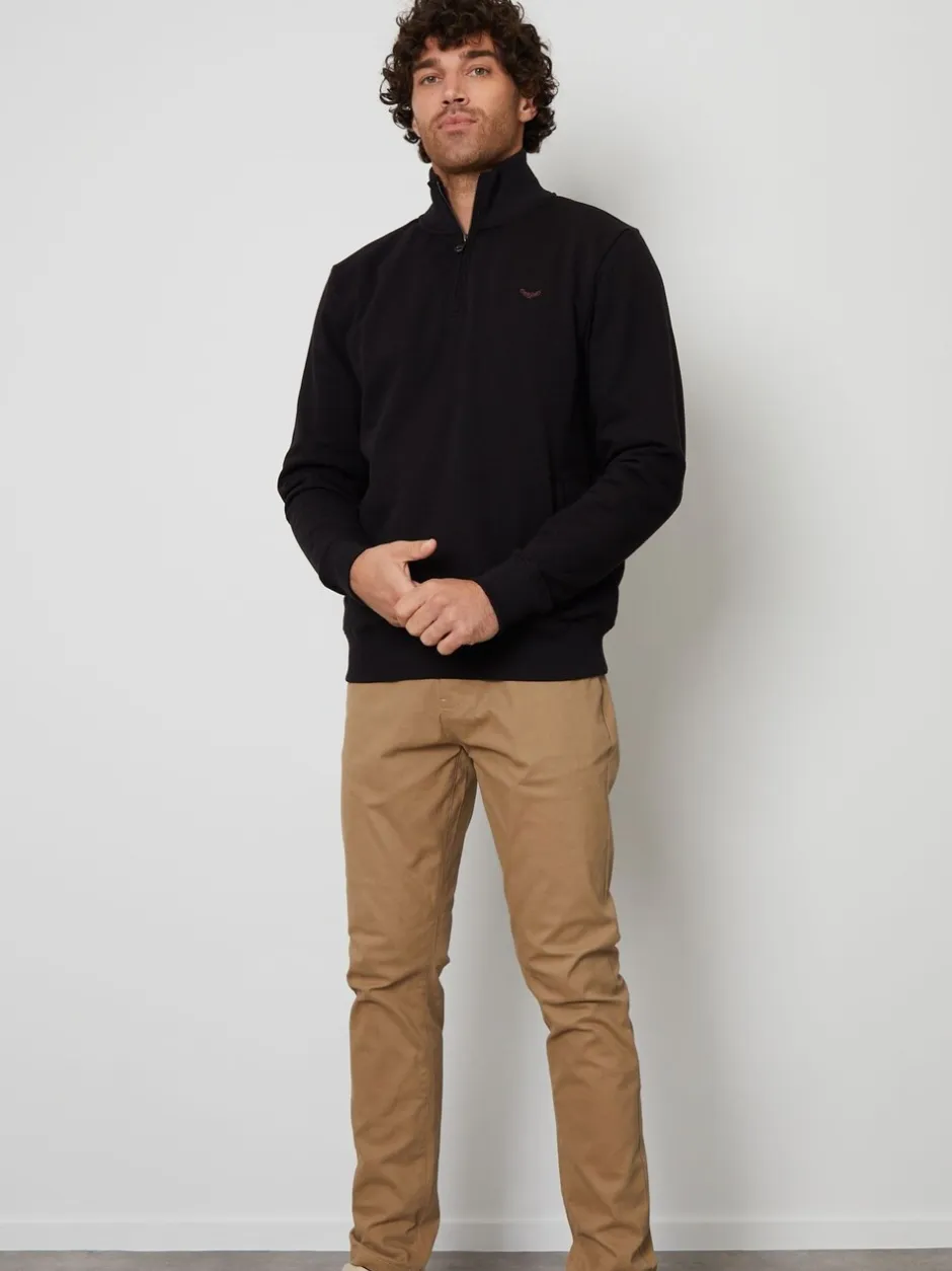 Sweaters En Hoody´S|Sweaters En Hoody´S|Threadbare Zwart - - Sweatshirt met korte rits aan de hals