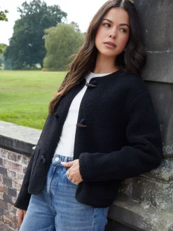 Jassen En Jacks|Threadbare - borg fleece Toggle jack Zwart