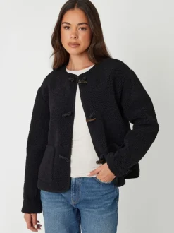 Jassen En Jacks|Threadbare - borg fleece Toggle jack Zwart