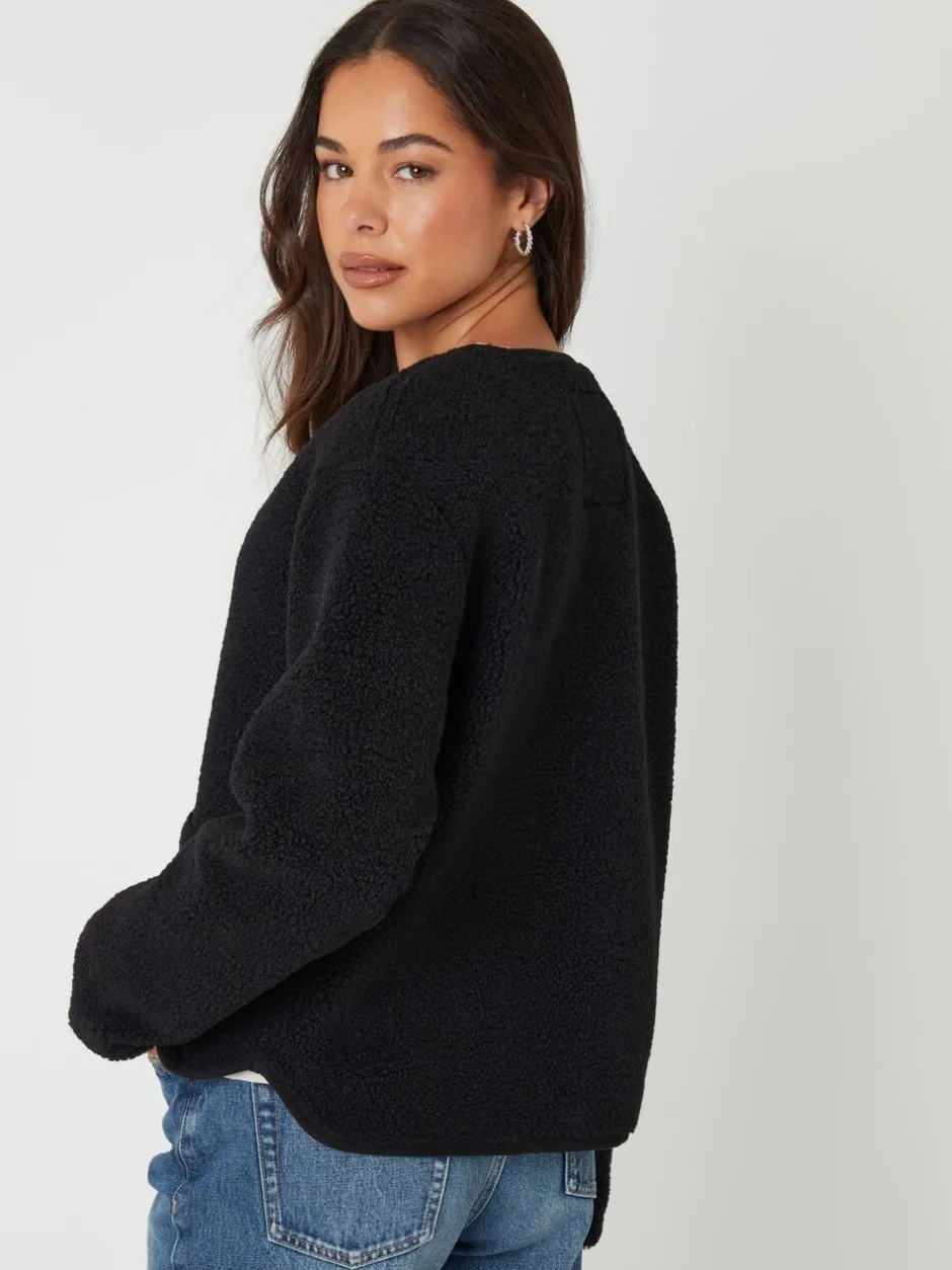 Jassen En Jacks|Threadbare - borg fleece Toggle jack Zwart
