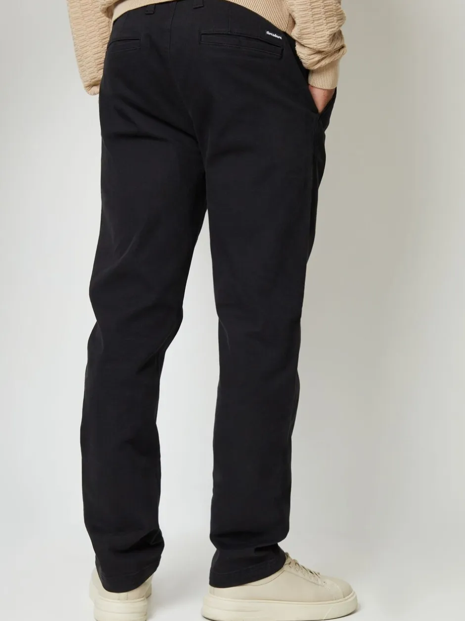 Broeken En Chino's|Threadbare - Broeken van canvas met Rechte pijpen en stretchy Zwart