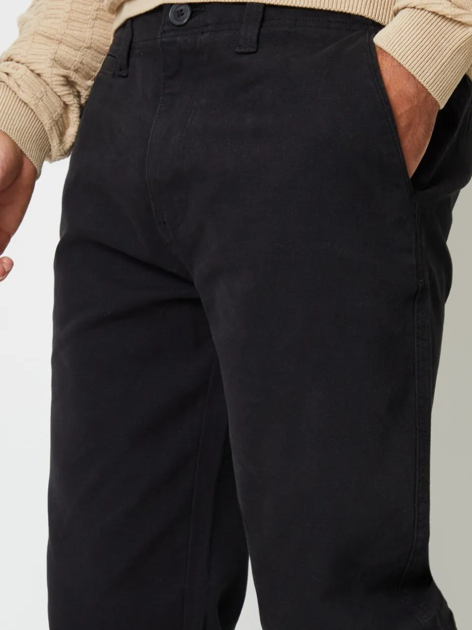 Broeken En Chino's|Threadbare - Broeken van canvas met Rechte pijpen en stretchy Zwart