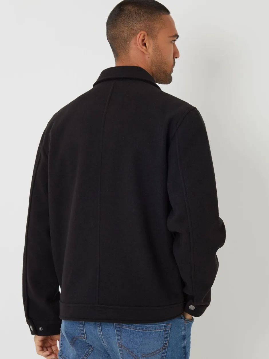 Jassen En Jacks*Threadbare - Brushed Collared Lightweight Utility Jacket Zwart