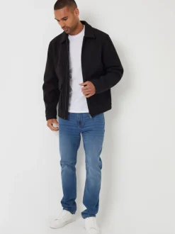 Jassen En Jacks*Threadbare - Brushed Collared Lightweight Utility Jacket Zwart