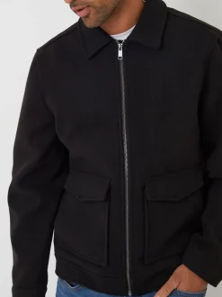 Jassen En Jacks*Threadbare - Brushed Collared Lightweight Utility Jacket Zwart
