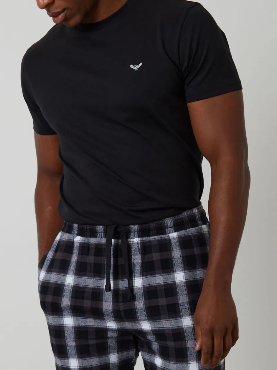 Pyjama's*Threadbare - Check Pyjamas Set Zwart