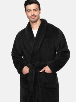 Kamerjassen En Badjassen|Threadbare - Cosy Borg Dressing Gown Zwart