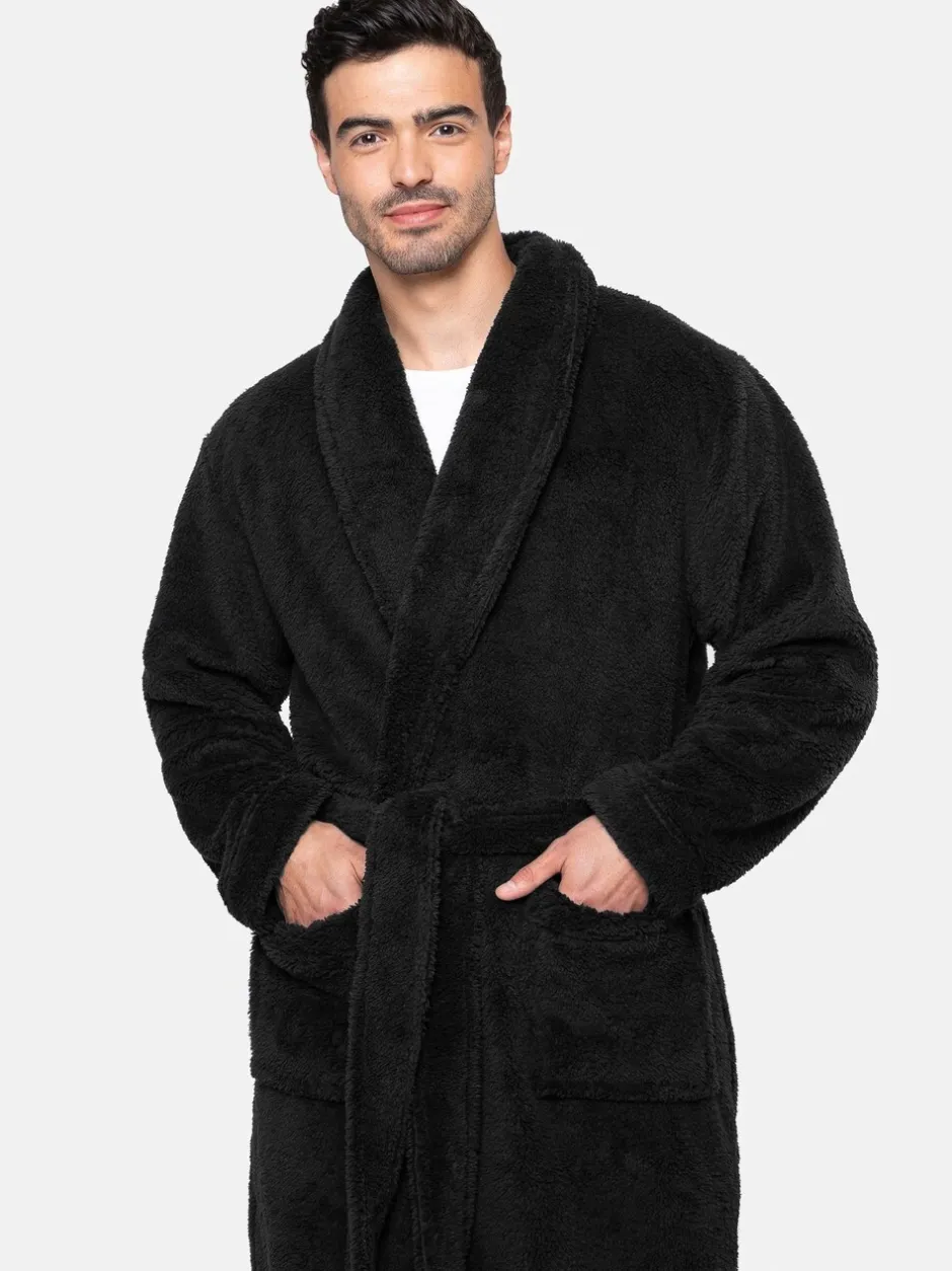 Kamerjassen En Badjassen|Threadbare - Cosy Borg Dressing Gown Zwart