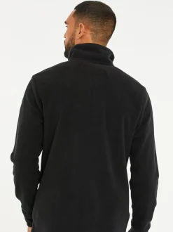 Sweaters En Hoody´S|Sweaters En Hoody´S*Threadbare - doorgestikt fleece sweatshirt met kwartrits Zwart